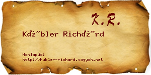 Kübler Richárd névjegykártya